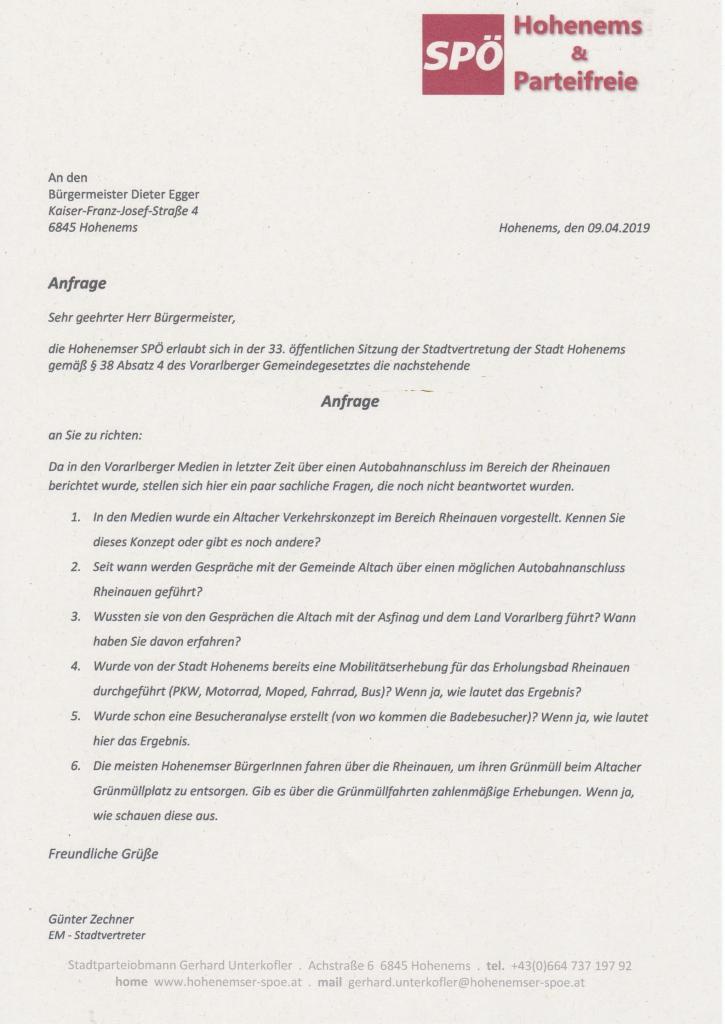 SPÖ-Anfrage-33-Stadtvertretersitzung-15-04-2019 Autbahnanschluss Rheinauen