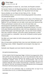 Textquelle: Screenshot -Facebookseite - Bürgermeister Dieter Egger - zum Lesen bitte anklicken